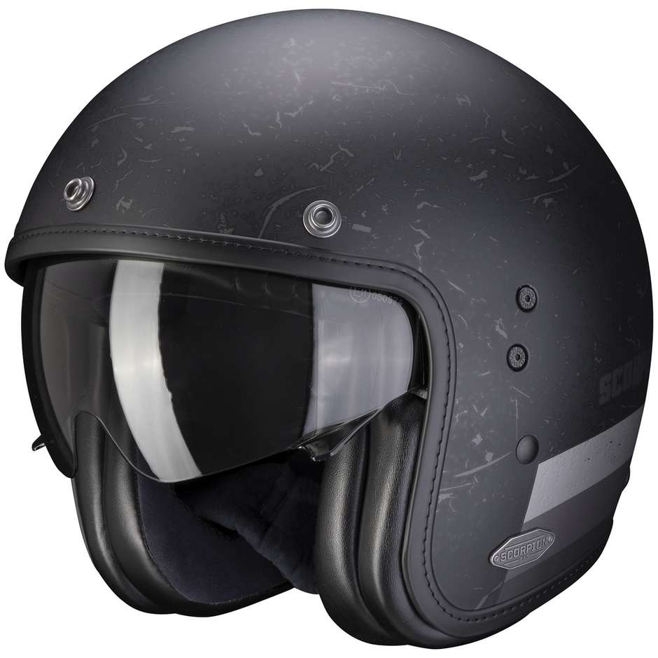 Motorcycle Helmet Jet Custom Scorpion BELFAST SHIFT Matt Black Silver