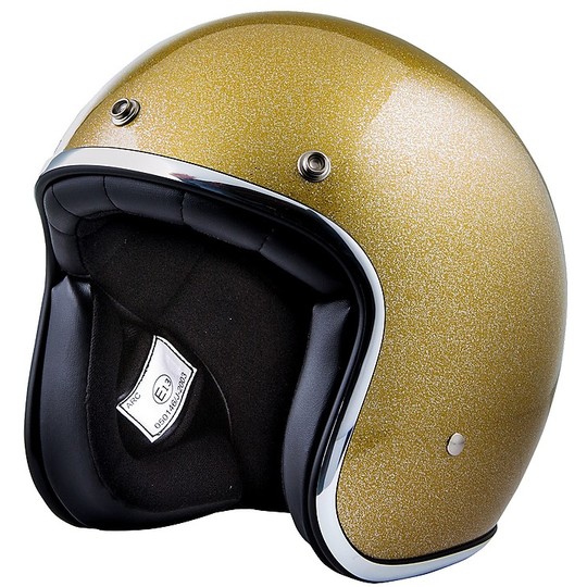 Motorcycle Helmet Jet Custom Stormer PEARL Gold Paillette