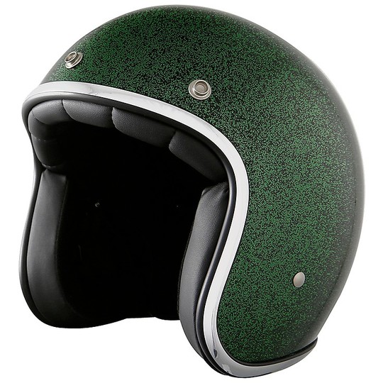 Motorcycle Helmet Jet Custom Stormer PEARL Green Paillette