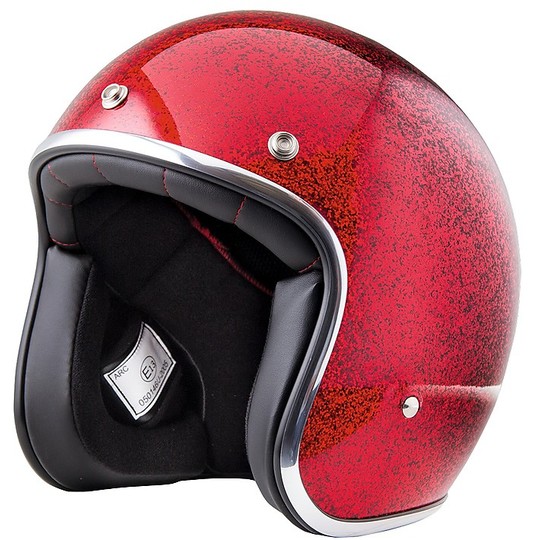 Motorcycle Helmet Jet Custom Stormer PEARL Paillette Red