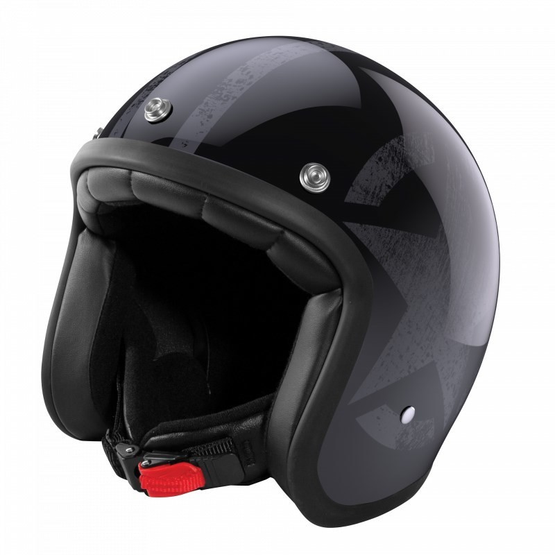 Motorcycle Helmet Jet Custom Stormer PEARL Star Glossy Black