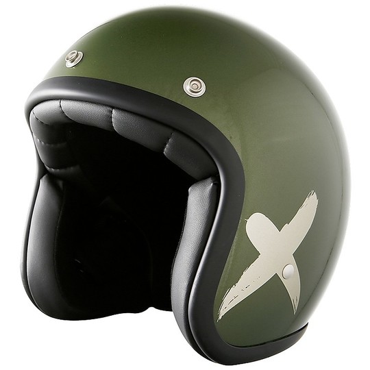 Motorcycle Helmet Jet Custom Stormer PEARL X-Rider Khaki Metal Gray