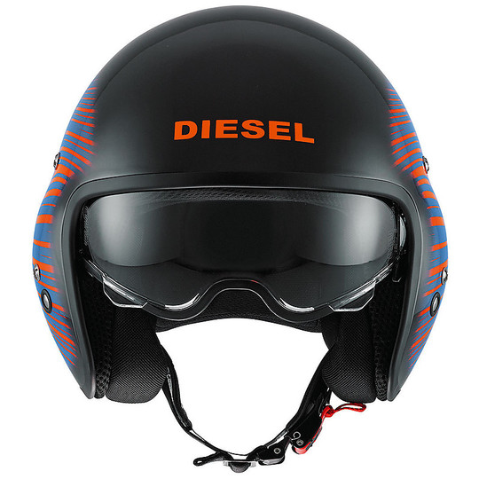 Motorcycle Helmet Jet Diesel Hi-Jack Black Orange Multi HJ1