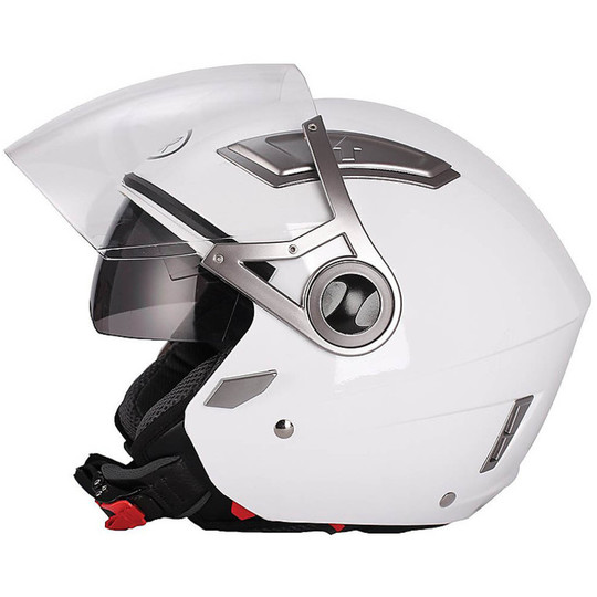 Motorcycle Helmet Jet Double Double Visor BHR 709 Glossy White