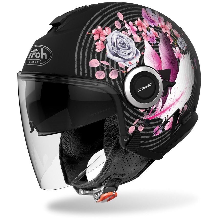 Motorcycle Helmet Jet Double Visor Airoh HELIOS Mad Black Pink Opaque