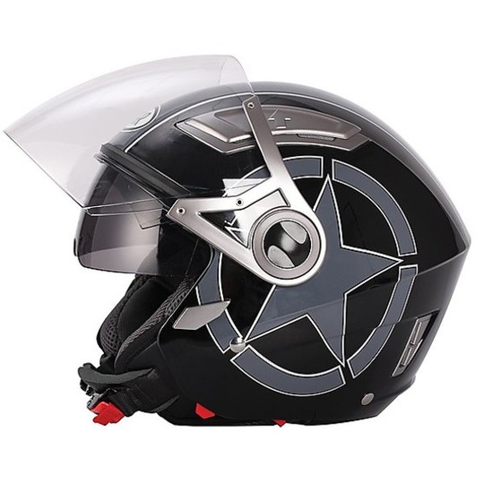 Motorcycle Helmet Jet Double Visor BHR 709 Double Star Black
