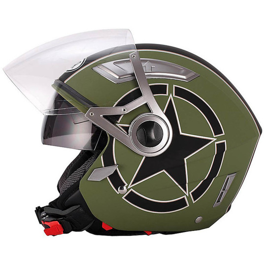 Motorcycle Helmet Jet Double Visor BHR 709 Double Star Green