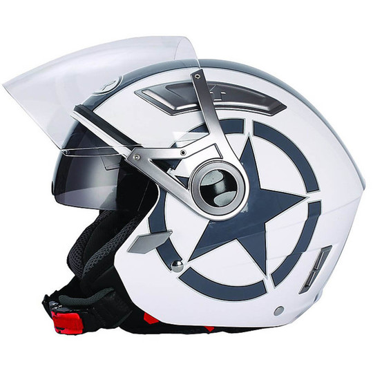 Motorcycle Helmet Jet Double Visor BHR 709 Double Star White