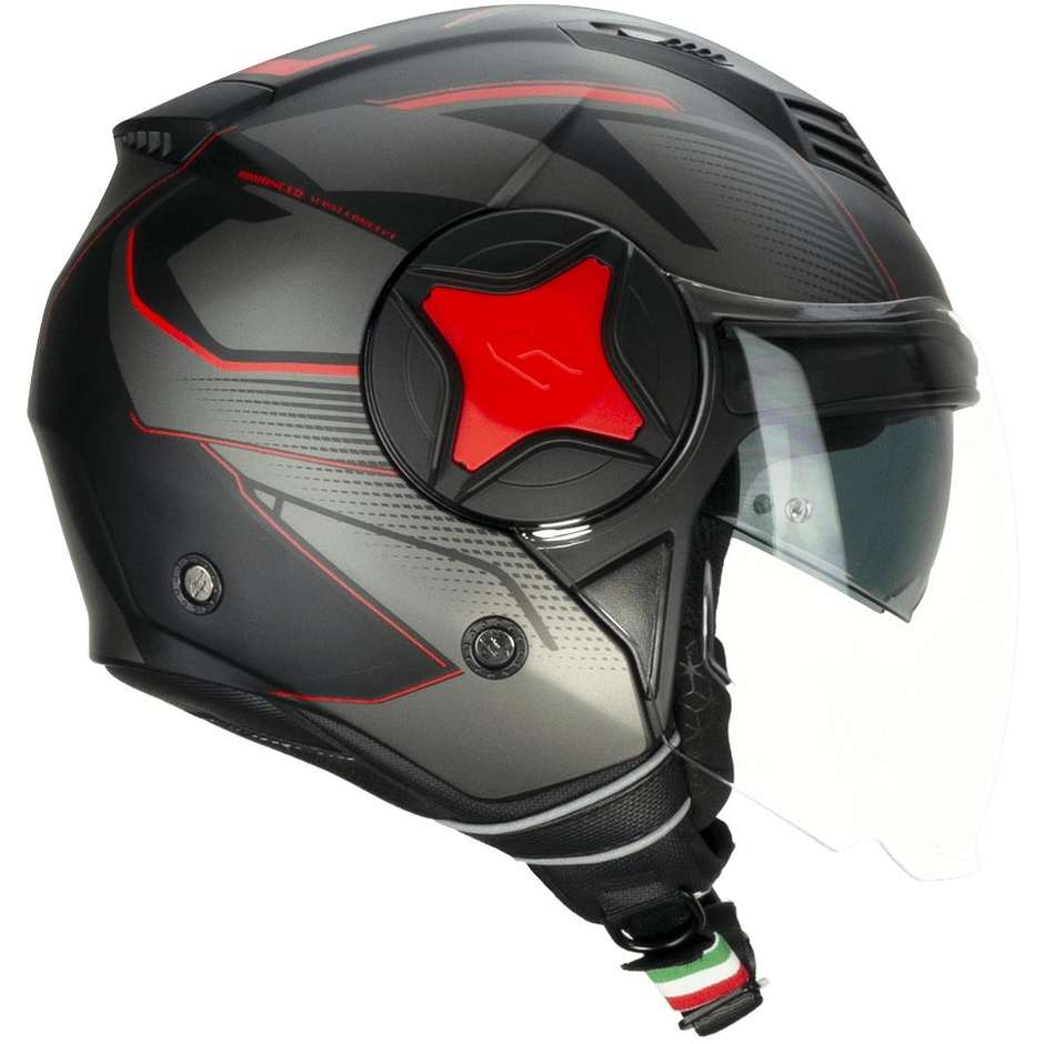 Motorcycle Helmet Jet Double Visor CGM 129A ILLI Sport Matt Black Red