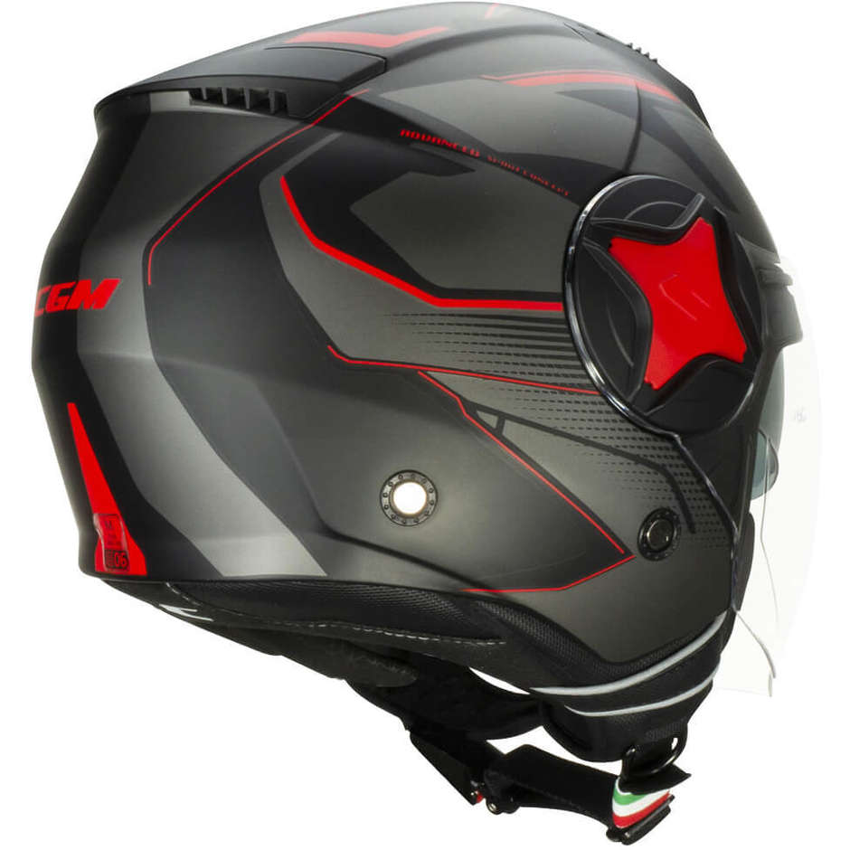 Motorcycle Helmet Jet Double Visor CGM 129A ILLI Sport Matt Black Red