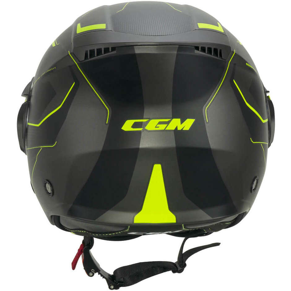 Motorcycle Helmet Jet Double Visor CGM 169G ILLI Sport Graphite Yellow Fluo