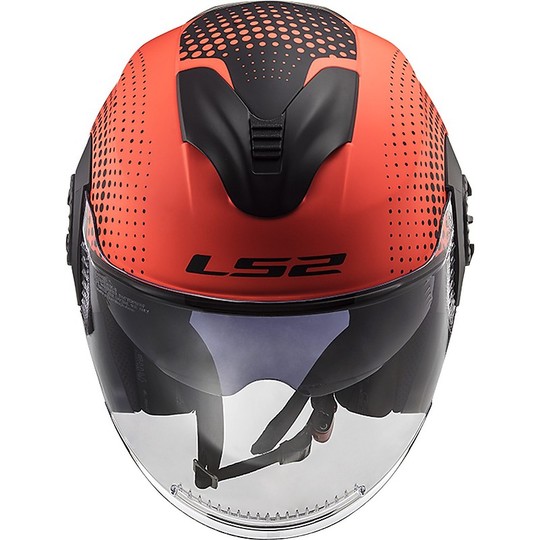 Motorcycle Helmet Jet Double Visor Ls2 OF570 VERSO Spin Orange Fluo Matt