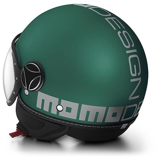 Motorcycle Helmet Jet Double Visor Momo Design FGTR Evo Fighter Evo Matt Green Decal Silver