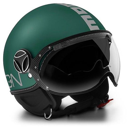 Motorcycle Helmet Jet Double Visor Momo Design FGTR Evo Fighter Evo Matt Green Decal Silver