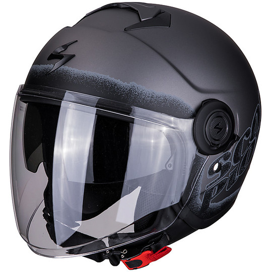 Motorcycle Helmet Jet Double Visor Scorpion EXO-CITY BLURR Silver Matt Black