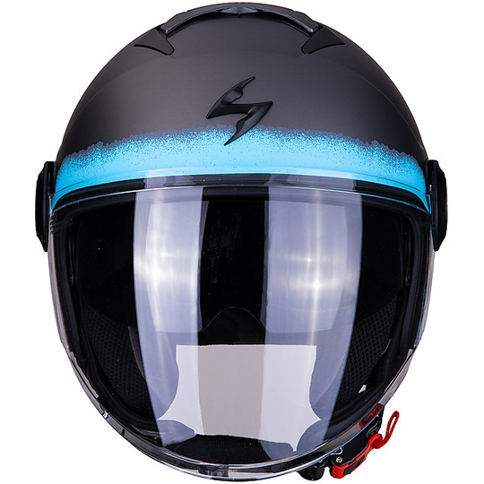 Motorcycle Helmet Jet Double Visor Scorpion EXO-CITY BLURR Silver Matt Blue