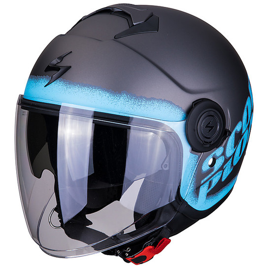 Motorcycle Helmet Jet Double Visor Scorpion EXO-CITY BLURR Silver Matt Blue