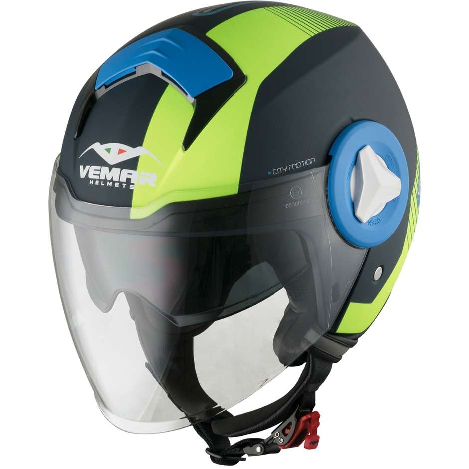 Motorcycle Helmet Jet Double Visor Vemar BREEZE Radar Black Green Fluo Matt