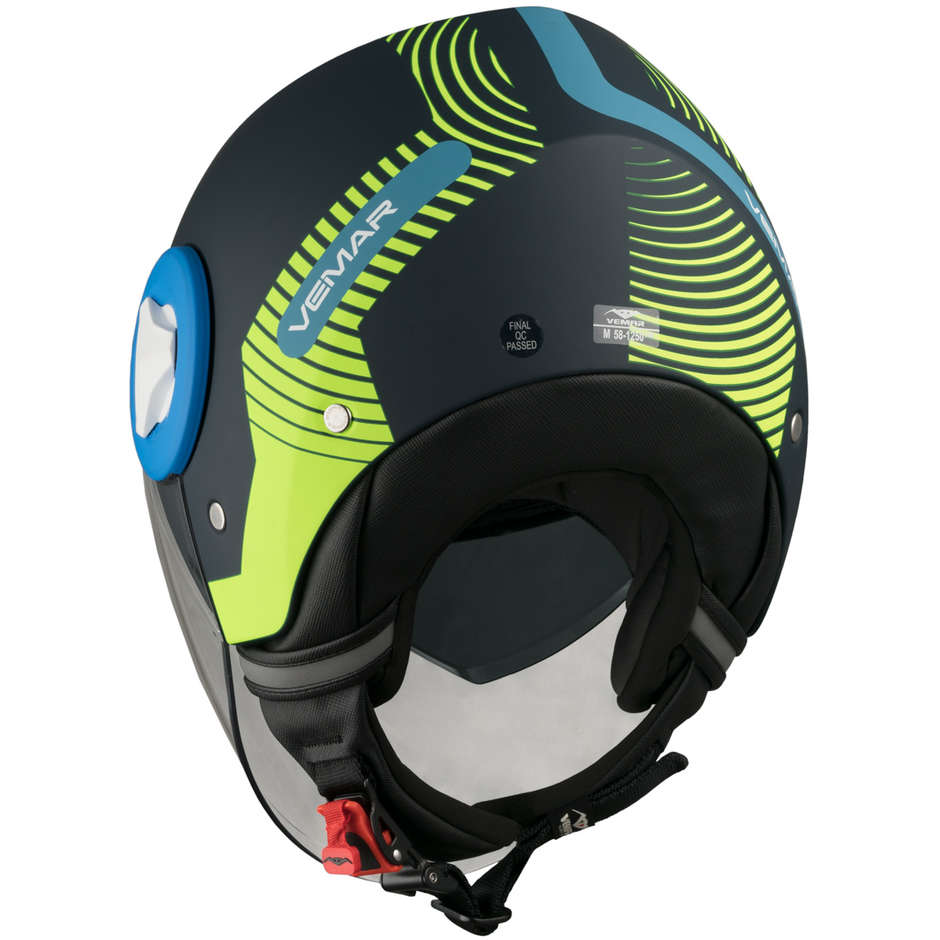 Motorcycle Helmet Jet Double Visor Vemar BREEZE Radar Black Green Fluo Matt
