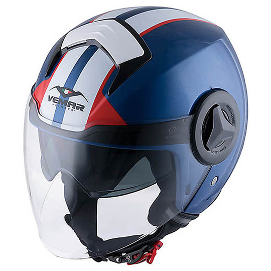 Motorcycle Helmet Jet Double Visor Vemar JY01 BREEZE Blue Red White