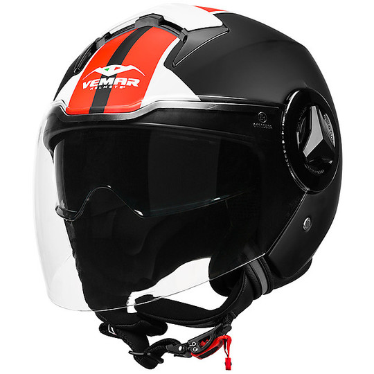Motorcycle Helmet Jet Double Visor Vemar JY04 BREEZE Black Red