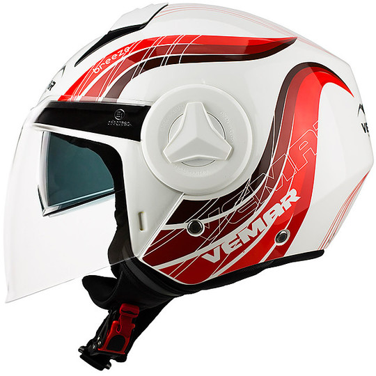 Motorcycle Helmet Jet Double Visor Vemar JY08 BREEZE Red White