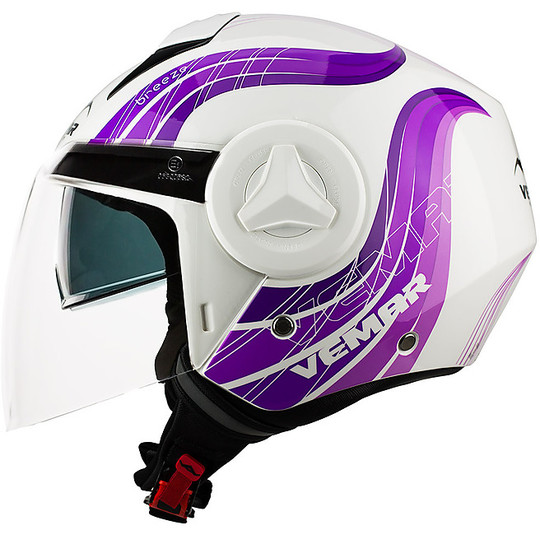 Motorcycle Helmet Jet Double Visor Vemar JY12 BREEZE Purple White