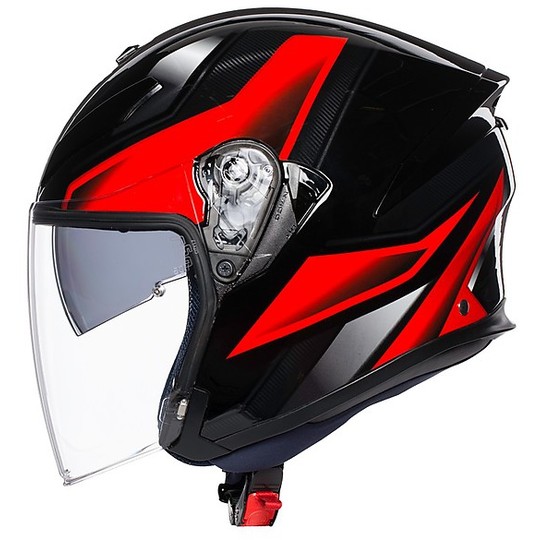 Motorcycle Helmet Jet Fiber AGV K-5 Multi ROKET Black Gray Red