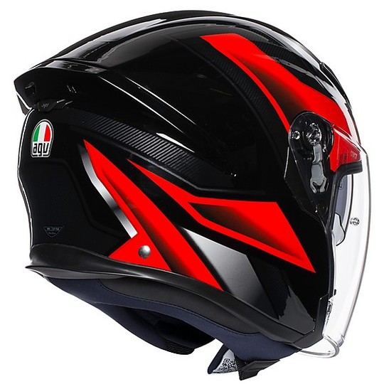 Motorcycle Helmet Jet Fiber AGV K-5 Multi ROKET Black Gray Red