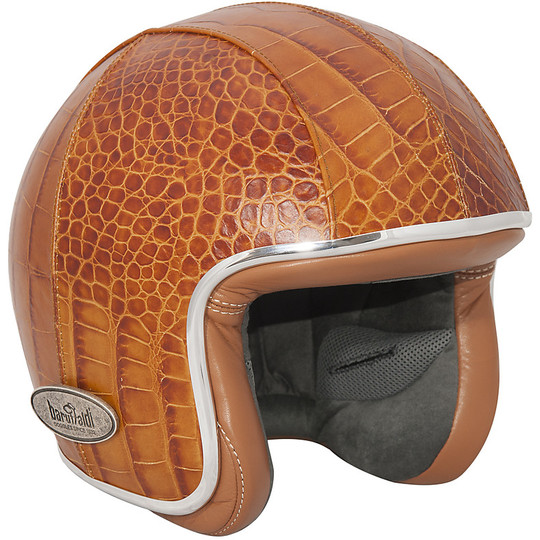 Motorcycle Helmet Jet Fiber Baruffaldi Zeon Vintage Egyptian Crocco Leather Interior Leather