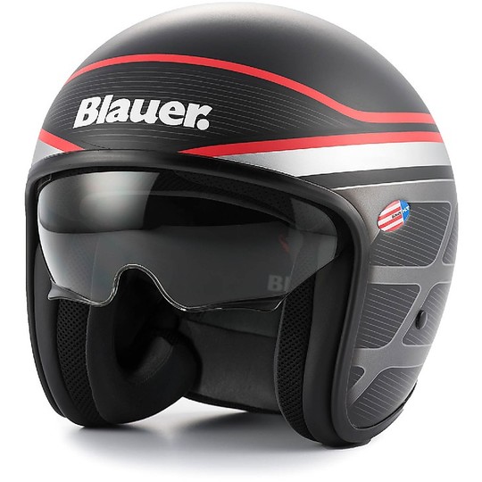 Motorcycle Helmet Jet Fiber Blauer Pilot 1.1 Black Red