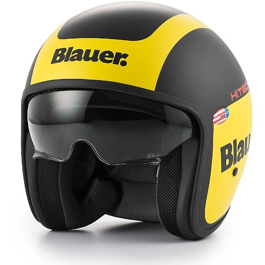 Motorcycle Helmet Jet Fiber Blauer Pilot 1.1 Black Yellow