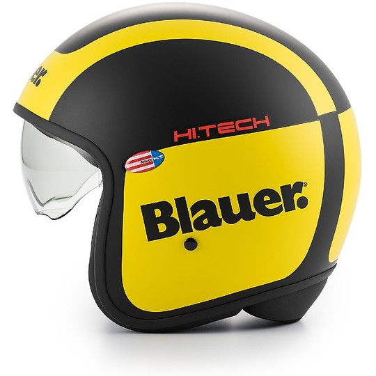 Motorcycle Helmet Jet Fiber Blauer Pilot 1.1 Black Yellow
