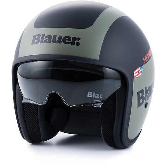 Motorcycle Helmet Jet Fiber Blauer Pilot 1.1 Green Matt Black