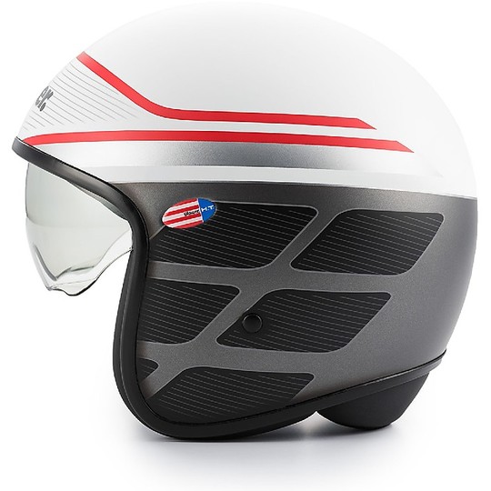 Motorcycle Helmet Jet Fiber Blauer Pilot 1.1 White Black Red