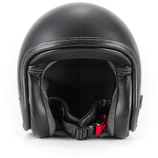 Motorcycle Helmet Jet Fiber Custom Baruffaldi ZAR 2.0 Vintage Black Orange Edge