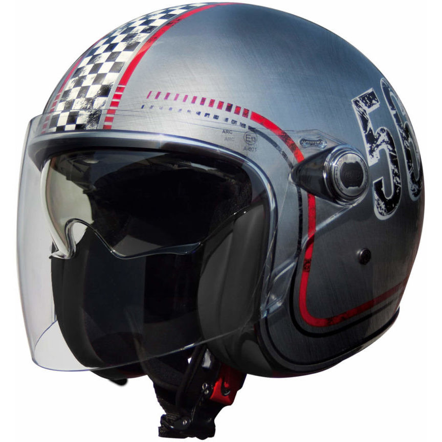 Motorcycle Helmet Jet Fiber Double Visor Premier Vangarde FL Chromed