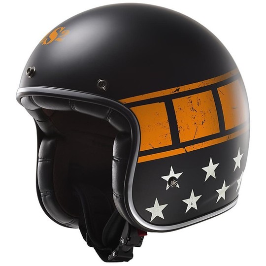 Motorcycle Helmet Jet fiber LS2 OFF 583 Bobber Kurt Orange