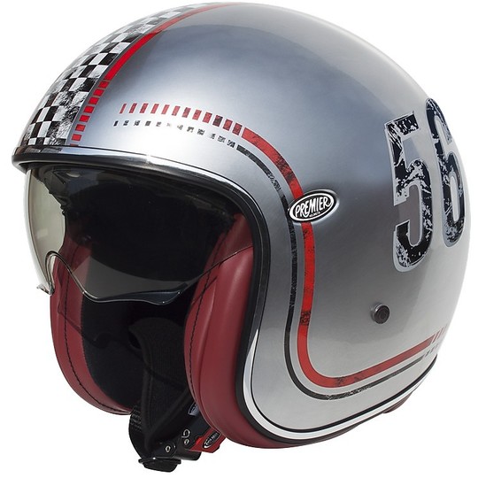 Motorcycle Helmet Jet Fiber Premier FL Vintage Chromed