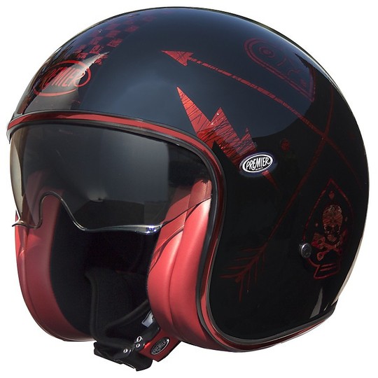 Motorcycle Helmet Jet Fiber Premier NX 2017 Vintage Red Chrome