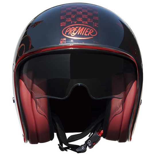 Motorcycle Helmet Jet Fiber Premier NX 2017 Vintage Red Chrome
