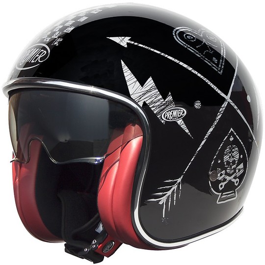 Motorcycle Helmet Jet Fiber Premier NX Vintage Silver Chrome