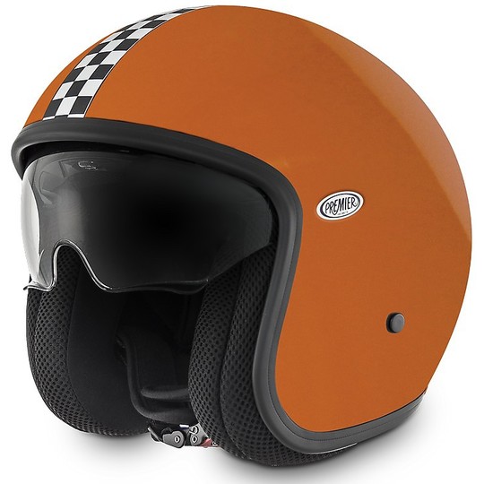 Motorcycle Helmet Jet Fiber Premier Vintage CK Orange