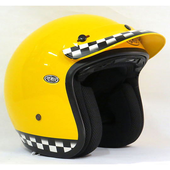 Motorcycle Helmet Jet Fiber Premier Vintage Classic with visor Sun visor CK Yellow