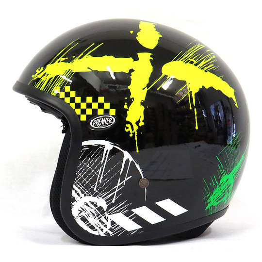 Motorcycle Helmet Jet Fiber Premier Vintage RXY9 Gloss Black