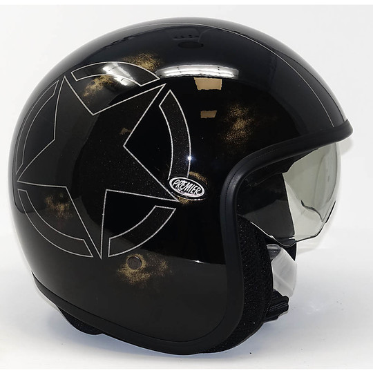 Motorcycle Helmet Jet Fiber Premier Vintage Star Carbon shiny With Decal