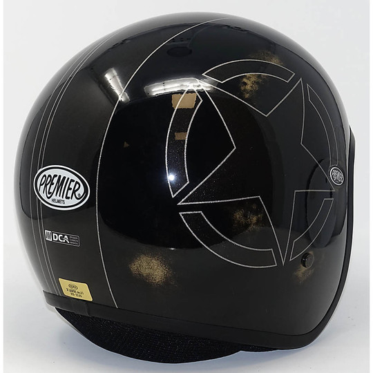 Motorcycle Helmet Jet Fiber Premier Vintage Star Carbon shiny With Decal
