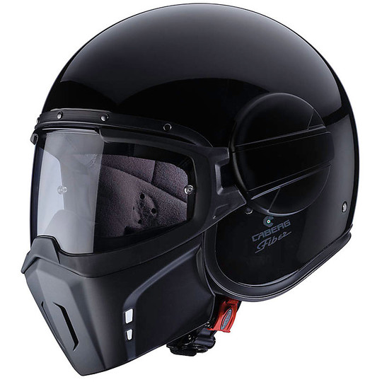 Motorcycle Helmet Jet Fiber With Removable Caberg Chin Ghost Gloss Black