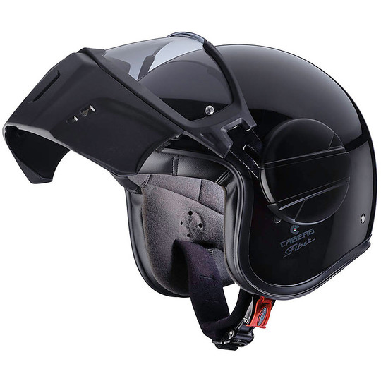 Motorcycle Helmet Jet Fiber With Removable Caberg Chin Ghost Gloss Black