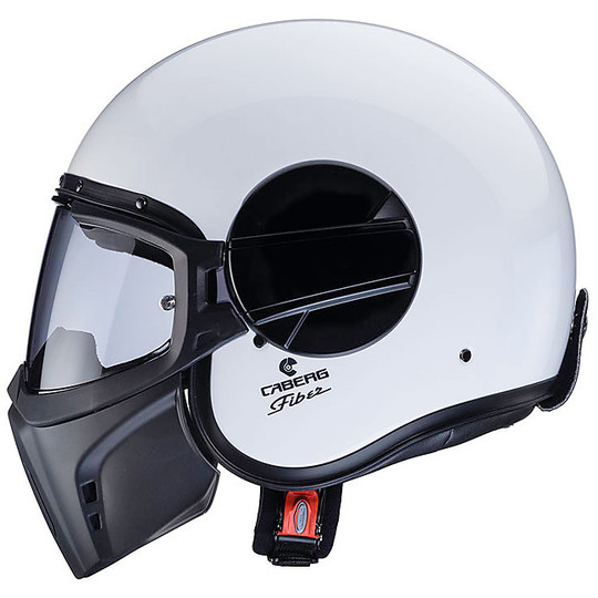 Motorcycle Helmet Jet Fiber With Removable Caberg Chin Ghost White